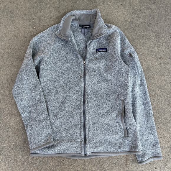 Women's Patagonia Birch Gray White Full Zip Fleece Better Sweater Jacket Sz S - Picture 1 of 5